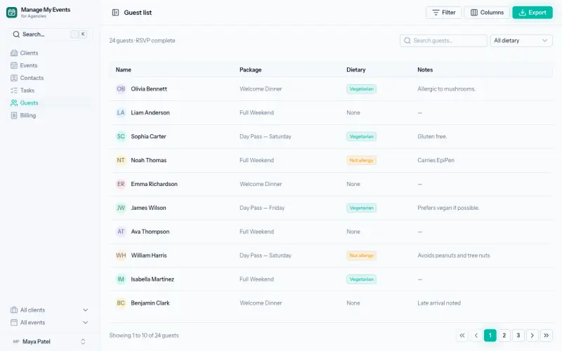 Guest lists (no tickets required)
